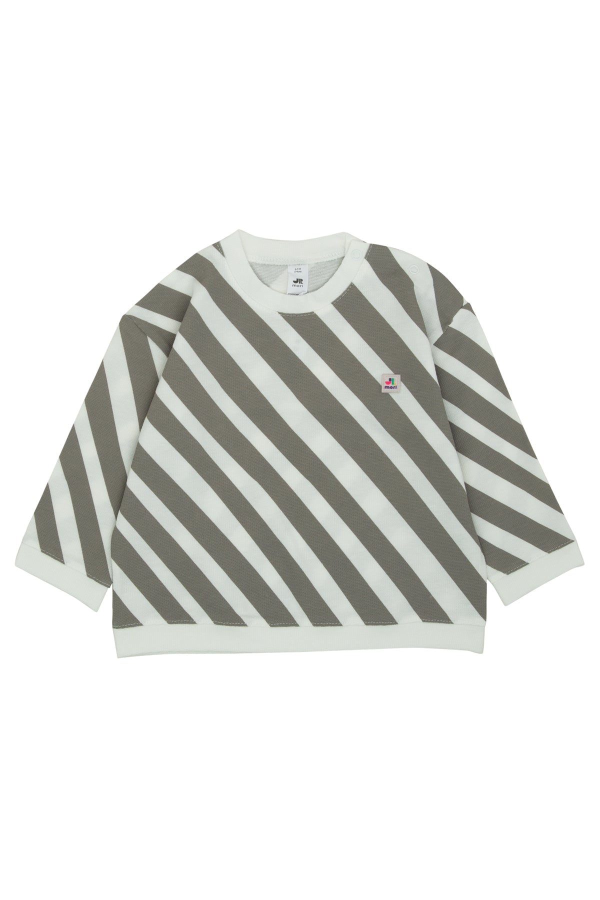Diagonal Stripes Shoulder Snap Sweatshirt
