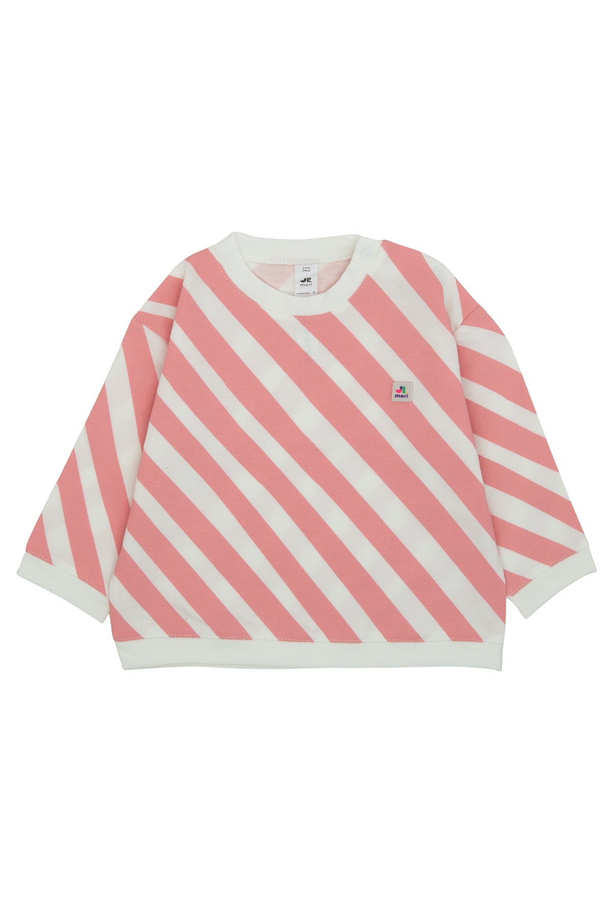 Diagonal Stripes Shoulder Snap Sweatshirt